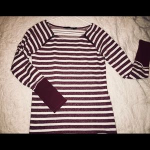 maroon and white striped sweater